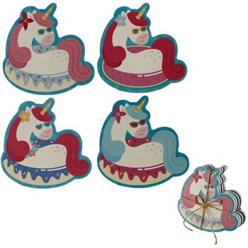 Ensemble de 4 sous-verres Licorne Vacation Vibes 7