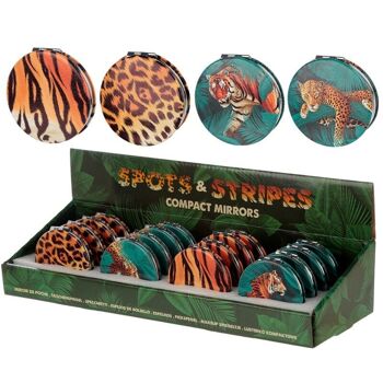 Miroir compact en similicuir Big Cat Spots & Stripes 1