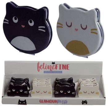 Miroir compact en similicuir en forme de chat Feline Fine 6