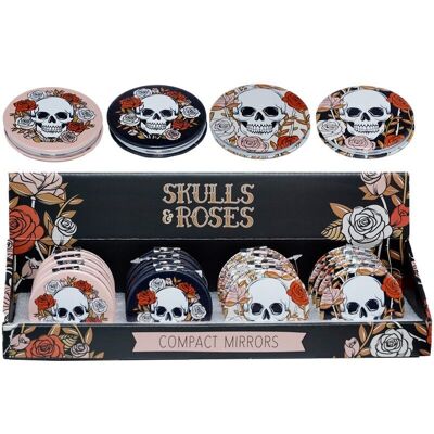 Skulls and Roses Leatherette Compact Mirror