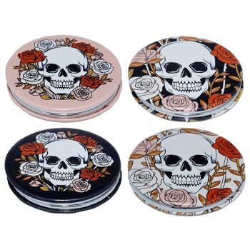 Miroir compact en similicuir Skulls and Roses 7