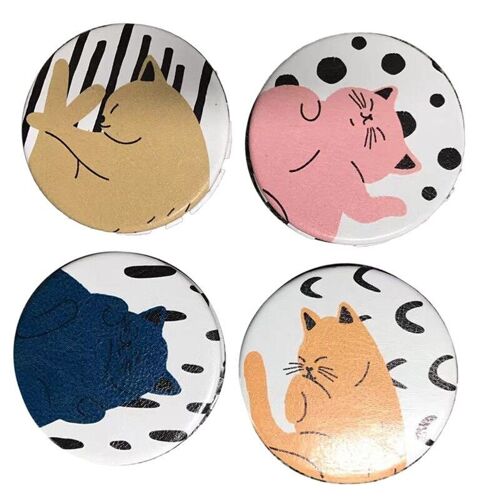 Cat's Life Leatherette Compact Mirror