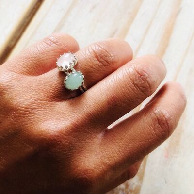 Anello regolabile in argento e avventurina Margaux