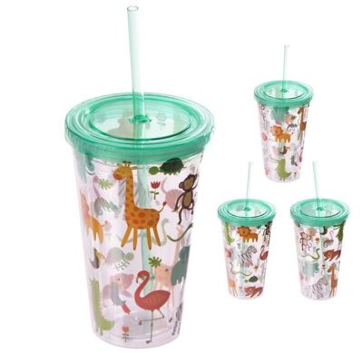 Zooniverse PVC 500ml Vaso de doble pared con pajita y tapa