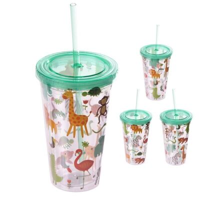 Zooniverse PVC 500ml Double Walled Cup with Straw and Lid