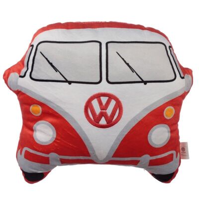 Cojín rojo con forma de autobús camper Volkswagen VW T1 de felpa