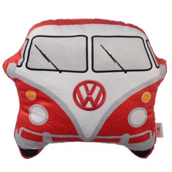Peluche Volkswagen VW T1 Camper Bus en forme de coussin rouge 1