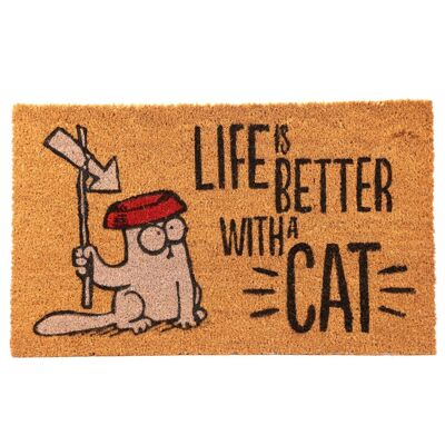 La vie est meilleure avec un chat Paillasson en fibre de coco de Simon's Cat