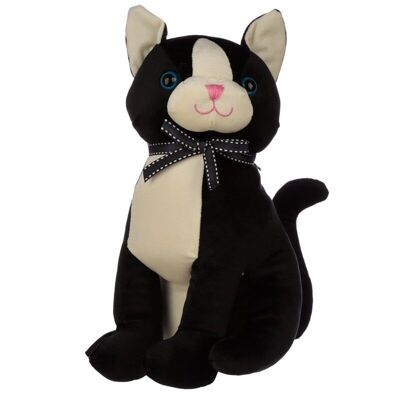 Gato negro con tope de puerta con cinta