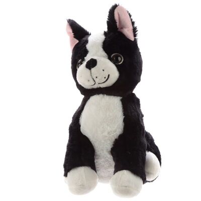 Butoir de porte pour chien en peluche noir et blanc