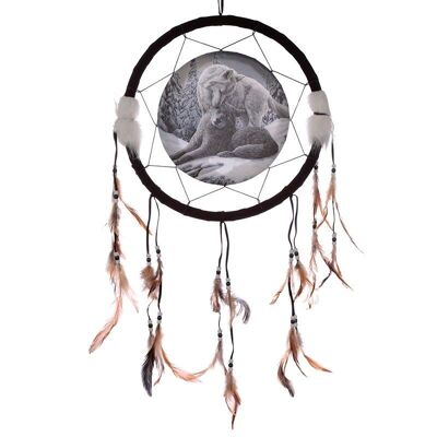 Lisa Parker Snow Kisses Wolf Dreamcatcher 33cm