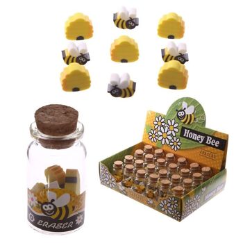 Mini gommes mignonnes d'abeille de miel dans un pot 1