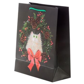 Sac-cadeau de Noël avec couronne de chat Kim Haskins - Grand 3