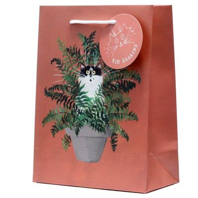 Kim Haskins Sac Cadeau Chat Floral Rouge Fougère - Moyen