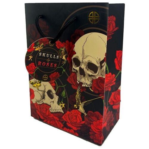 Skulls and Roses Red Roses Gift Bag - Medium