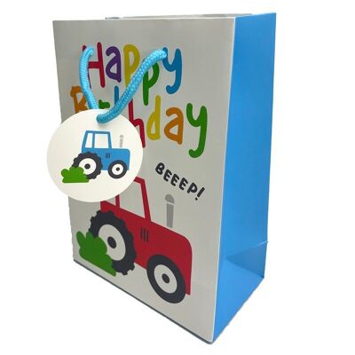 Happy Birthday Little Tractors Gift Bag - Medium