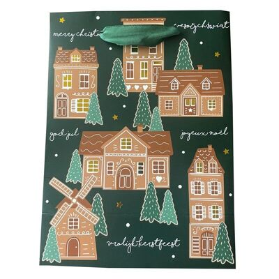 Bolsa de regalo de Navidad Gingerbread Lane - Mediana