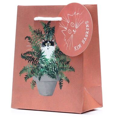 Kim Haskins Floral Cat in borsa regalo rosso felce - piccola