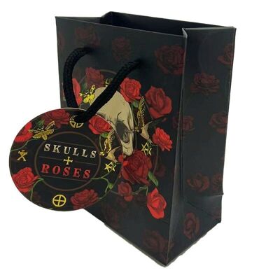 Bolsa de regalo de rosas rojas con calaveras y rosas - Pequeña