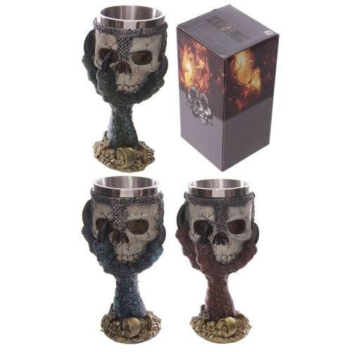 Decorative Dragons Claw and Warrior Skull Goblet