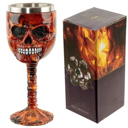 Decorative Dark Skull Flames Marble Effect Skull Goblet