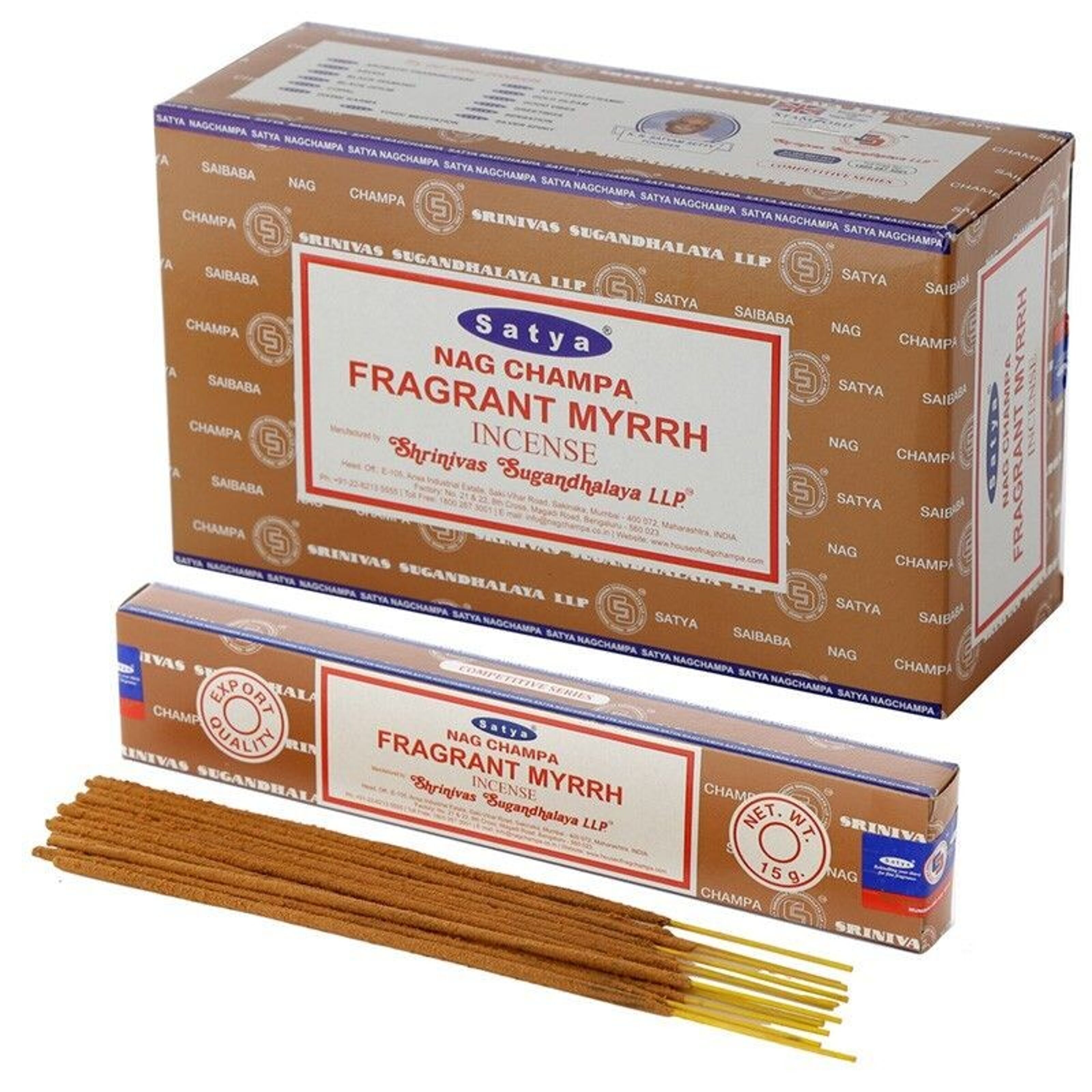 Satya Nag Champa + Fragrant Myrrh Incense Sticks, 16g Combo Pack