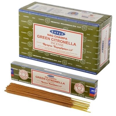 01356 Bâtonnets d'encens Nag Champa à la citronnelle verte Satya