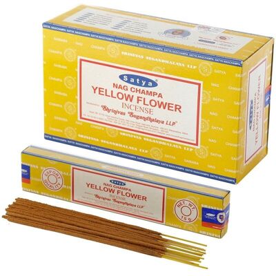 01368 Bâtonnets d'encens Nag Champa à fleurs jaunes Satya