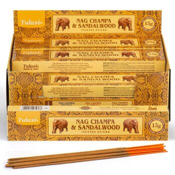 37297 Bâtonnets d'encens Nag Champa au bois de santal Tulasi 1