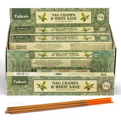 37299 Tulasi White Sage Nag Champa Incense Sticks