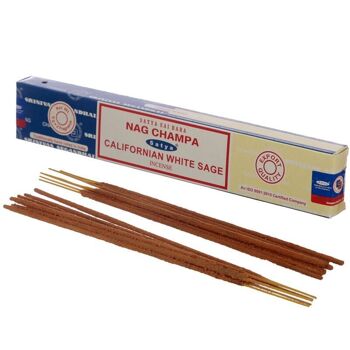 01308 Bâtonnets d'encens Satya Nag Champa & Sauge de Californie 1