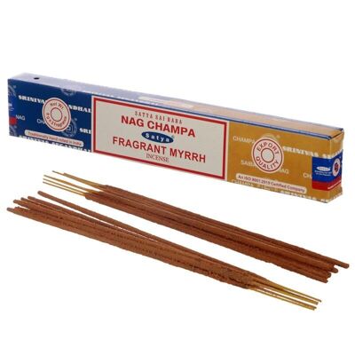 01315 Varitas de incienso Satya Nag Champa y mirra fragante