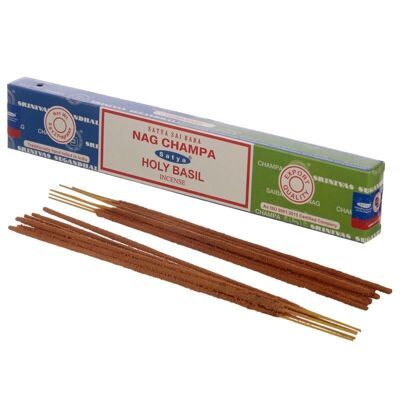 01322 Bastoncini di incenso Satya Nag Champa e basilico santo