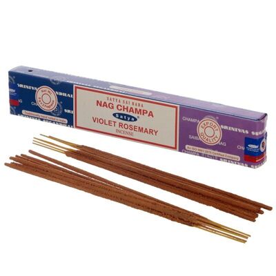 01340 Satya Nag Champa & Violet Rosemary Incense Sticks