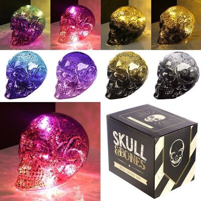 Skulls and Roses Piccolo LED metallico a forma di teschio bicolore