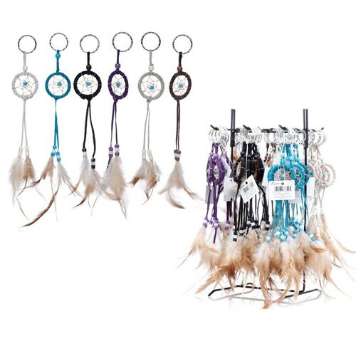 Mini Feather Dreamcatcher Key Ring with Beads