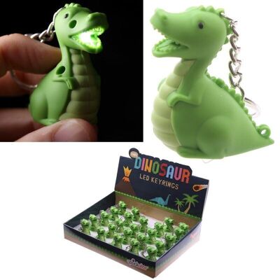 Porte-clés LED dinosaure rugissant avec son