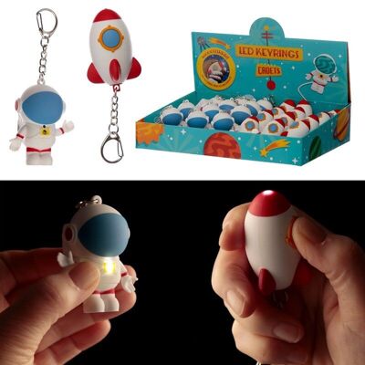 Space Cadet Spaceman and Rocket LED Keyring with Sound