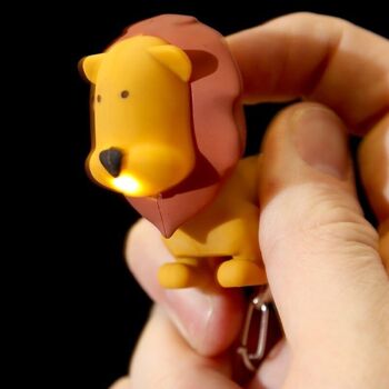 Porte-clés Zoo LED Lion, Tigre, Girafe et Zèbre avec Son 3