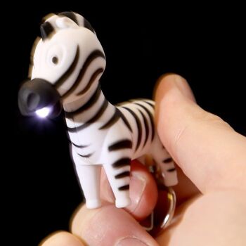 Porte-clés Zoo LED Lion, Tigre, Girafe et Zèbre avec Son 5