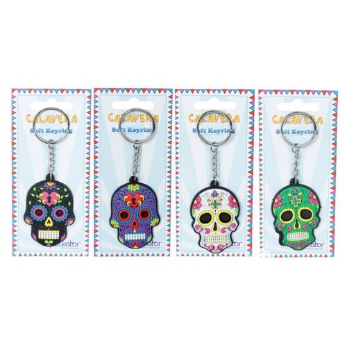 Day of the Dead Skull PVC Keyring