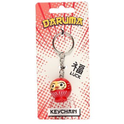 Roter japanischer Daruma-Puppen-Schlüsselanhänger