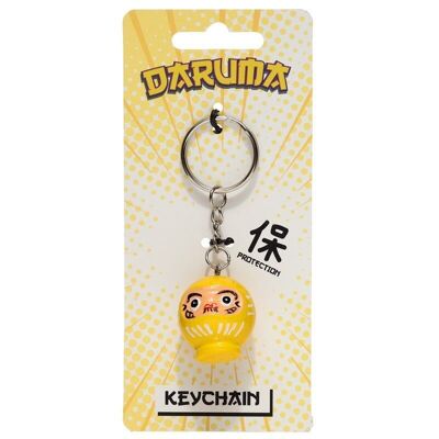 Gelber japanischer Daruma-Puppen-Schlüsselanhänger