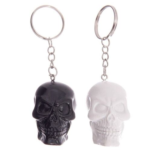 Black & White Skull Keyring