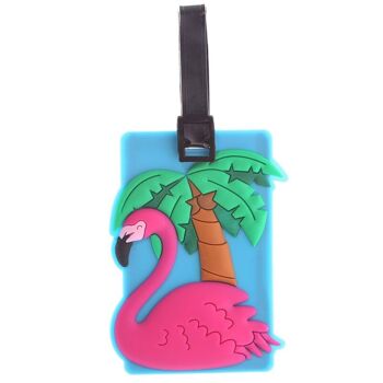 Étiquette à bagage en PVC Flamingo Tropical 2