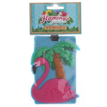 Étiquette à bagage en PVC Flamingo Tropical 4