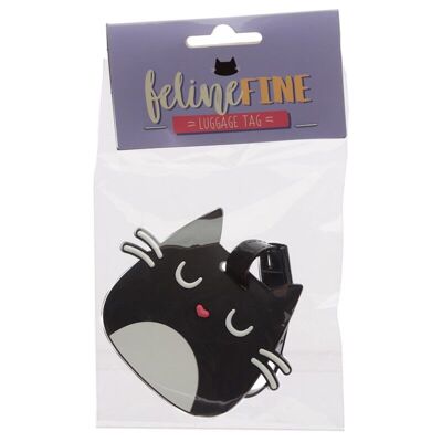 Étiquette à bagage en PVC Feline Fine tête de chat