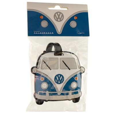 Étiquette à bagage en PVC bleu Volkswagen VW T1 Camper Bus