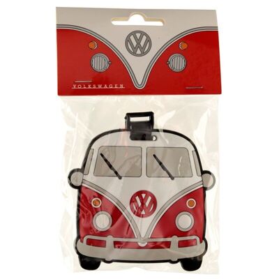 Volkswagen VW T1 Camper Bus Etiqueta de equipaje de PVC roja