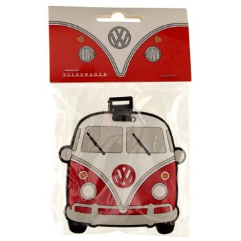 Étiquette de bagage en PVC rouge Volkswagen VW T1 Camper Bus 1